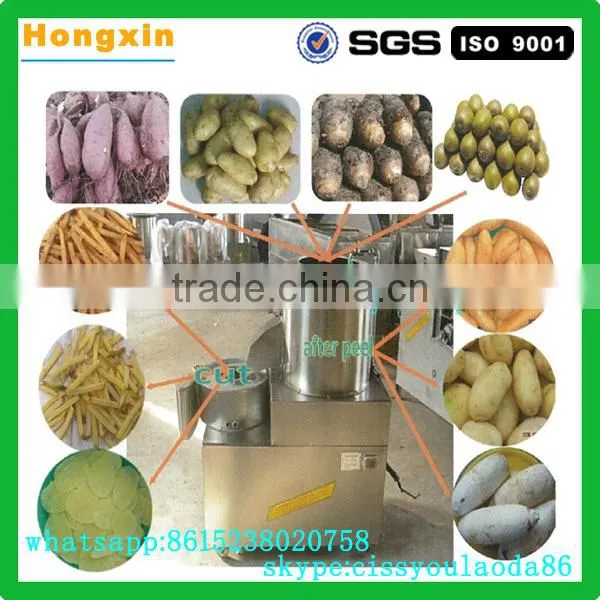 Automatic integrated 3 shapes potato peeling and cutting machine