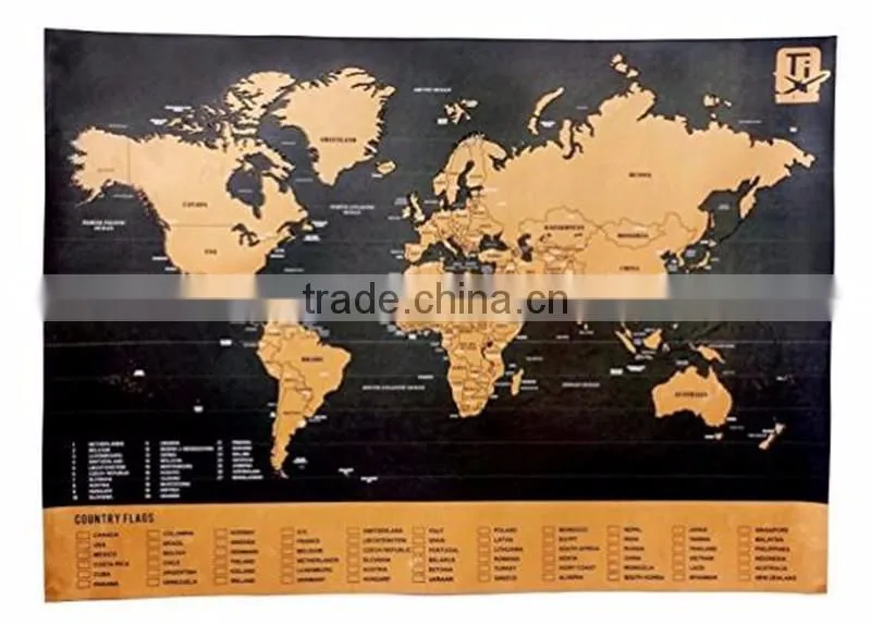 Travel Inspired Scratch Wanderlust Poster Map with 229 Travel Stickers
