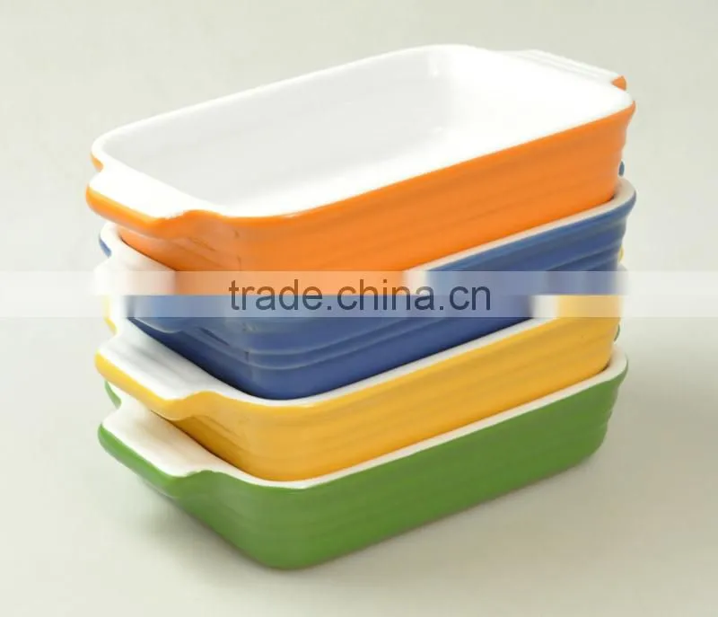 2017 fashionable stoneware promotional 2pcs cheap bakeware dish set