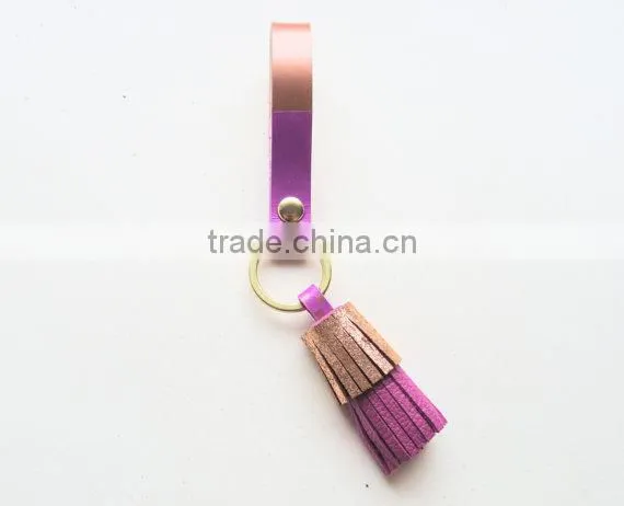 Colorful Leather Fringe Keychain Purse Charm Twister Tassel Key Holder