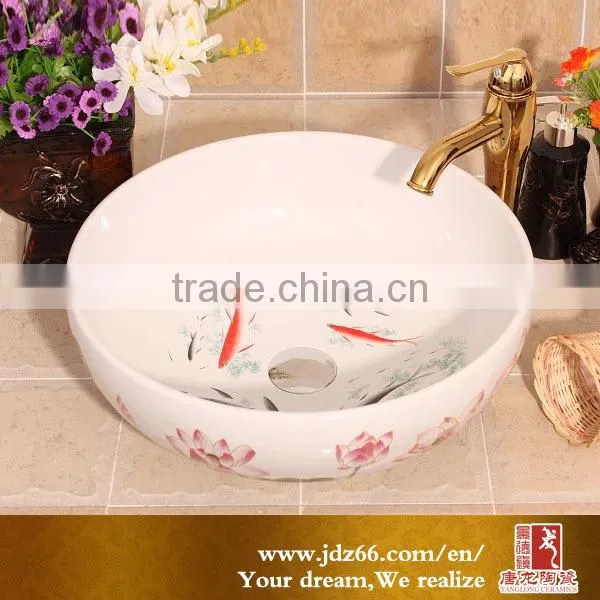 Small round ceramic enamel bathroom washing hand basin
