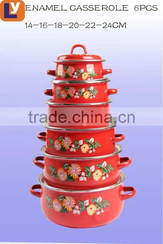 676DB 14-24CM cookware set with normal handle hot seal enamel casserole