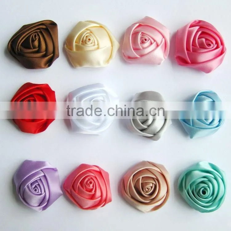 handmade satin rose flower headband for kids hair accessories