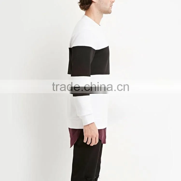 Cotton material slim fit white and blue stripe t-shirt long sleeve