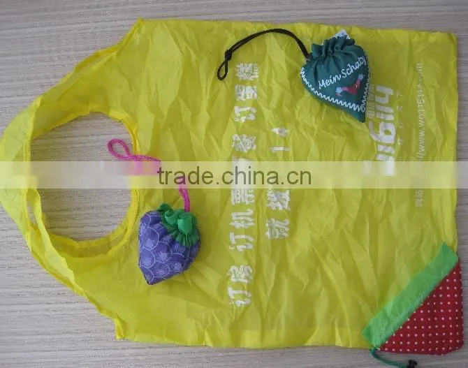 Custom 190T polyester tote promotional gift starwberry shopping bag