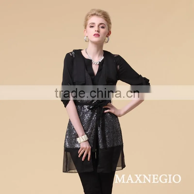 Hot selling waistcoat design sequin beautiful dress