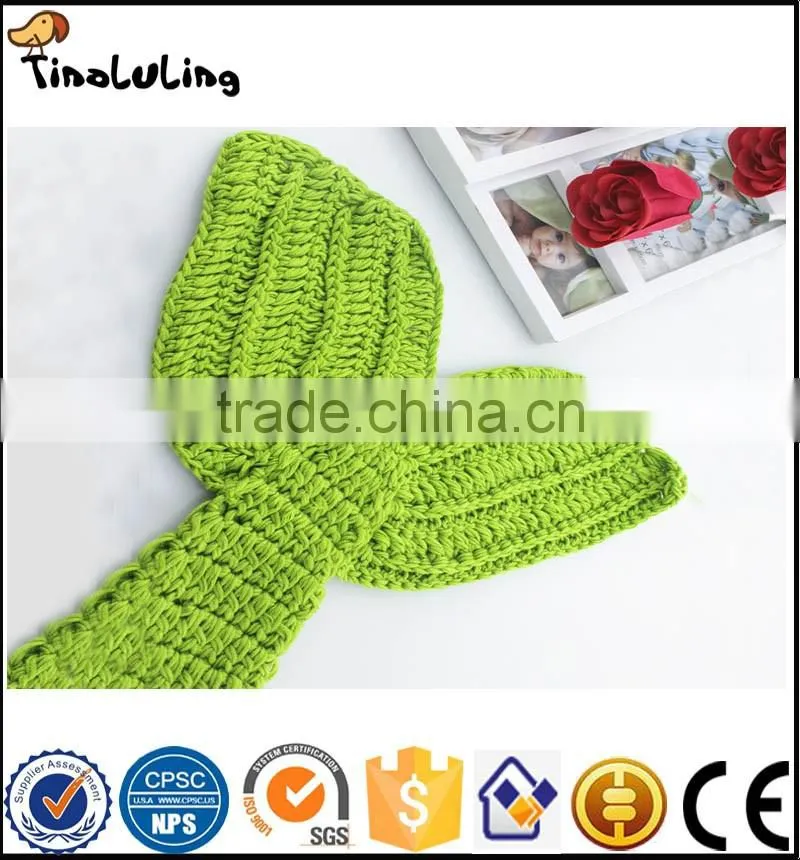 2017 New Baby Girls Knit Crochet Pink Hairband Bra Green Mermaid Costume Photography Props