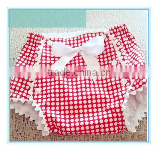 2016 Hot sale baby clothes summer casual white polka dots plain baby ruffle bloomer