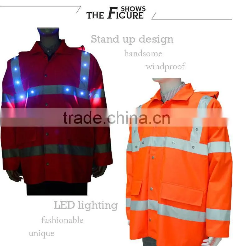 led safety reflective red jacket security uniform