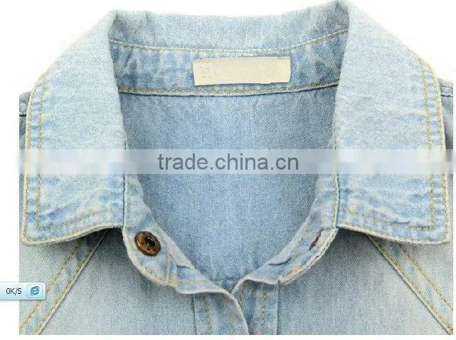 popular 100% Cotton Washed Denim Cowboy long sleeve shirt for women