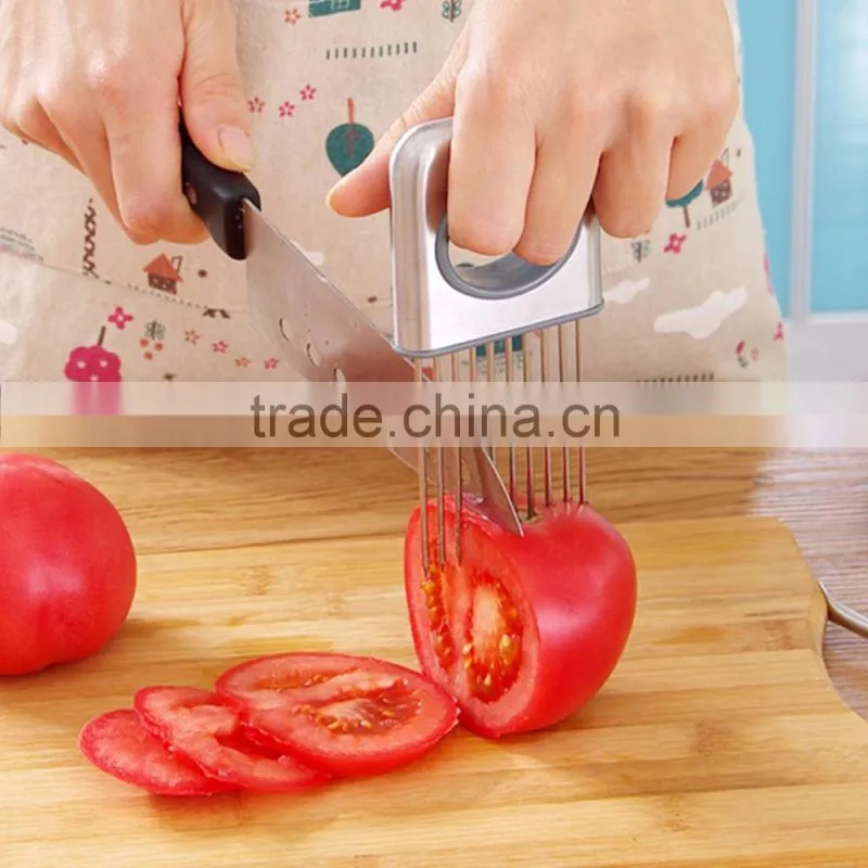 Fruit Vegetable Tools Stainless Steel Onion Holder Slicer Kitchen Gadgets Easy Cut Tomato Meat Tenderizer Onion Holder Fork
