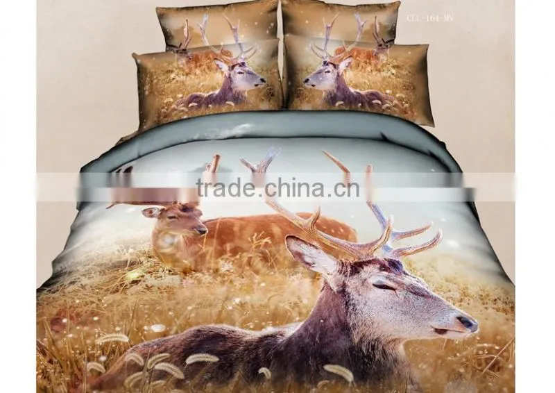 Hot selling chinese 3d printed rose pattern indian silk bedding set