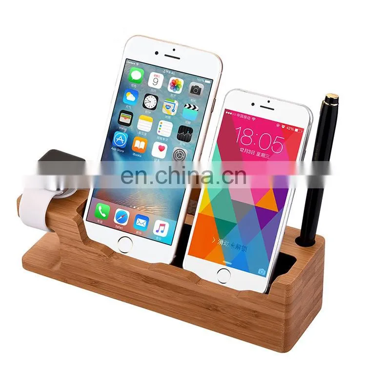 Best quality wood office gift hanging watch holder wood cell phone stand with custom design