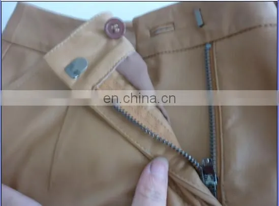 ladies loose short sheep leather pants