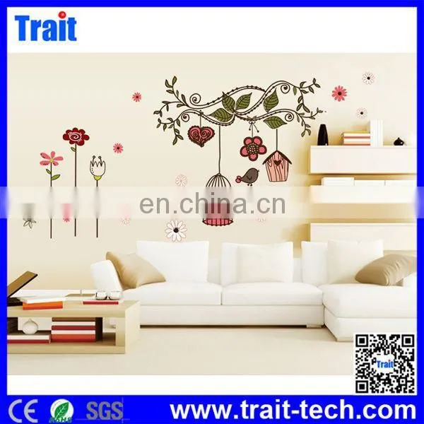 Cute Birdcage Flowers Pattern DIY Removable PVC Decals Wall Stickers for Children Room