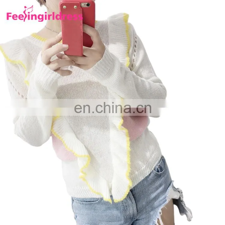 2017 Fashion Black Knitted Winter Woman Latest Design Ladies Sweater