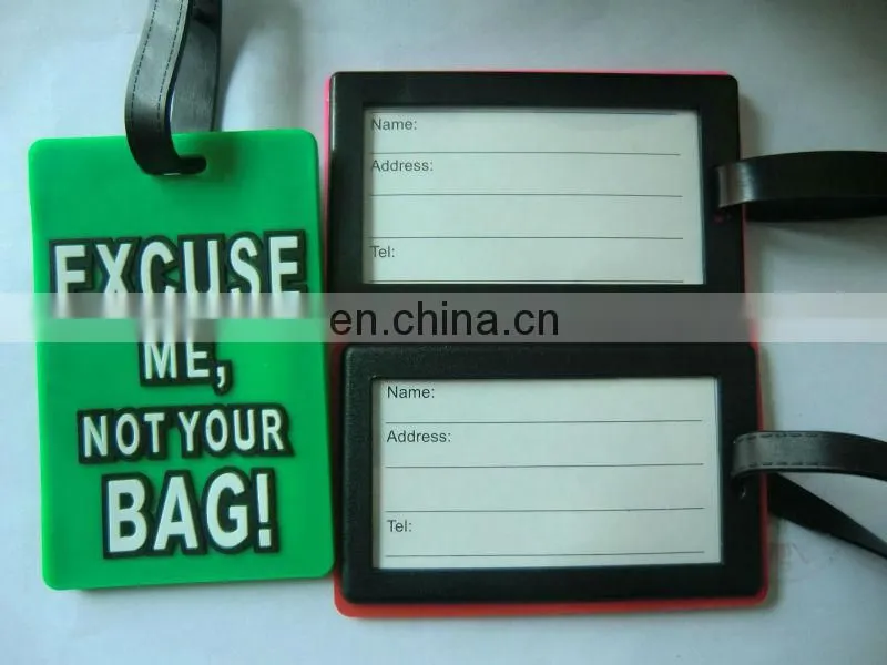 Custom Printed Plastic luggage tag with clear strap/airline luggage tag /PVC luggage tag