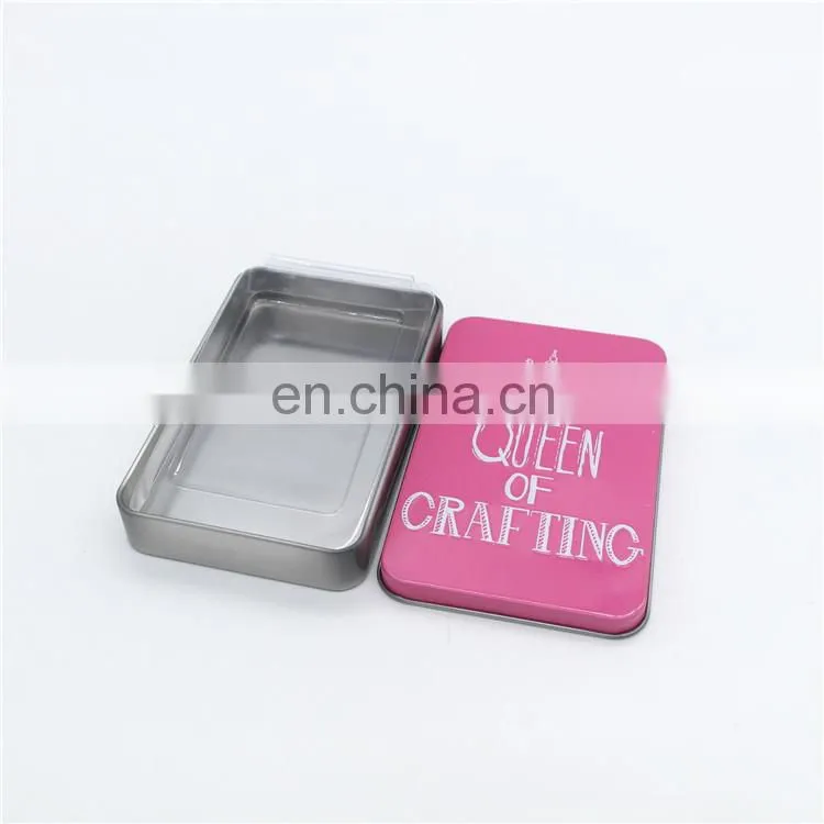 Custom rectangular colored name gift card packaging metal case tin box