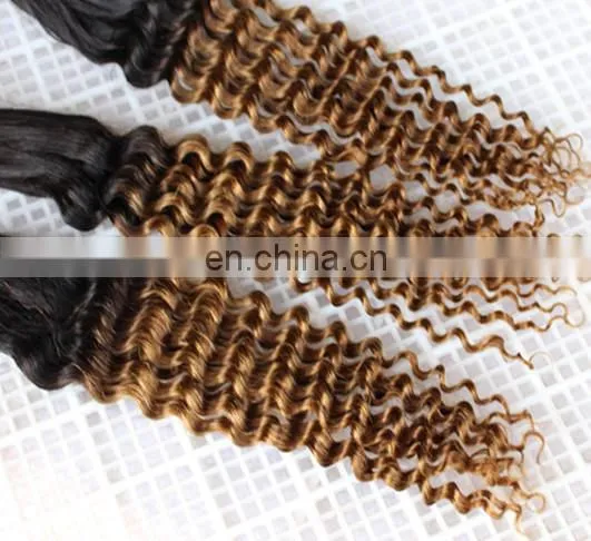 unprocessed wholesale virgin brazilian curly hair extension blonde deep wave hair weft