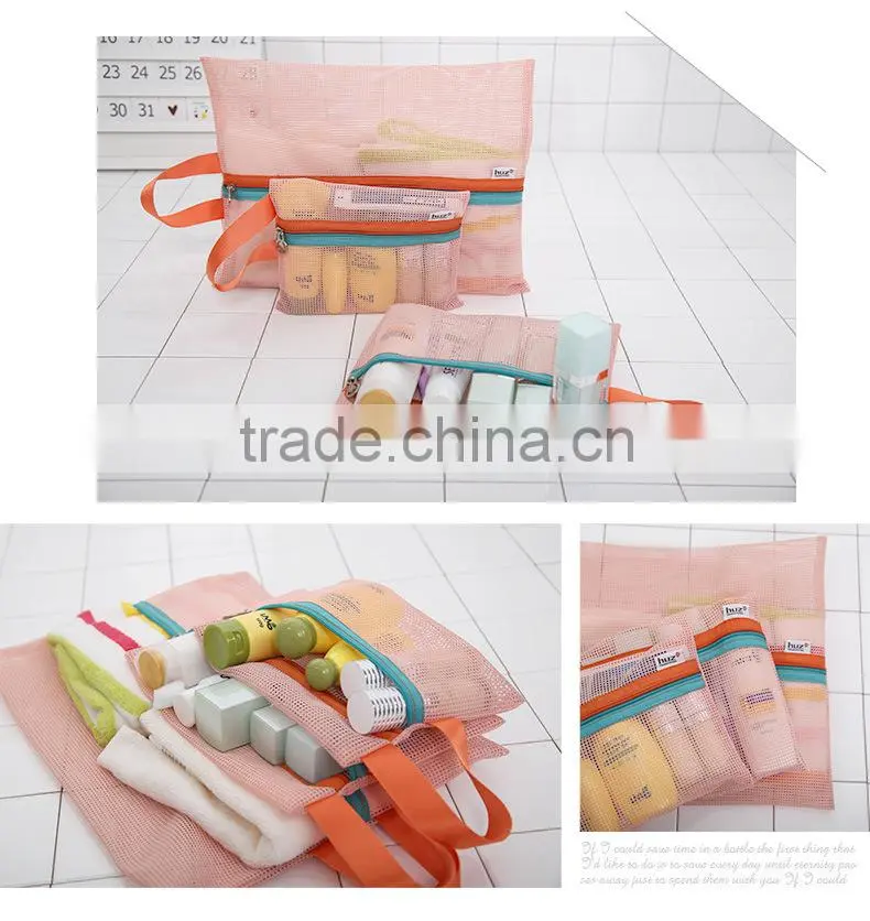Good Bag 4 Pcs/set Portable Handle Mesh Travel Pouch Tote Bag Packable Zipper Toiletry Tote Underwear Organizer Storage Bag