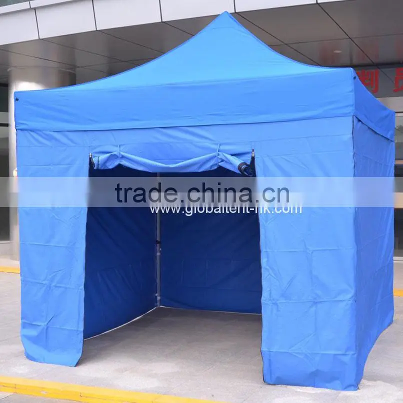 Aluminum Pop Up Marquee Trade Show Tent Frame 3x3m with Blue Canopy & Valance(Unprinted), 4 full walls with zipper & door