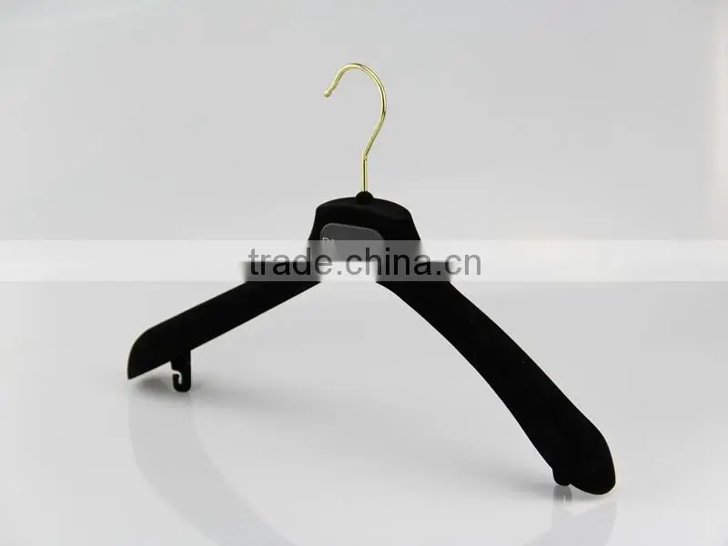 HA7064 black flocking fashionable coat hanger gold velvet hanger