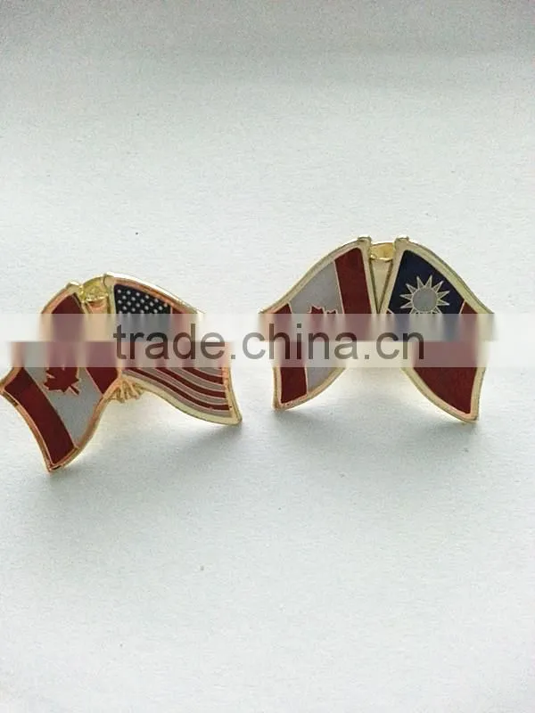 custom lapel pins/crossed flag lapel pins