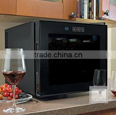 FUXIN:JC-28AFW.Glass Door wine cooler/Desktop cooler/Table wine fridge with 12Bottles.