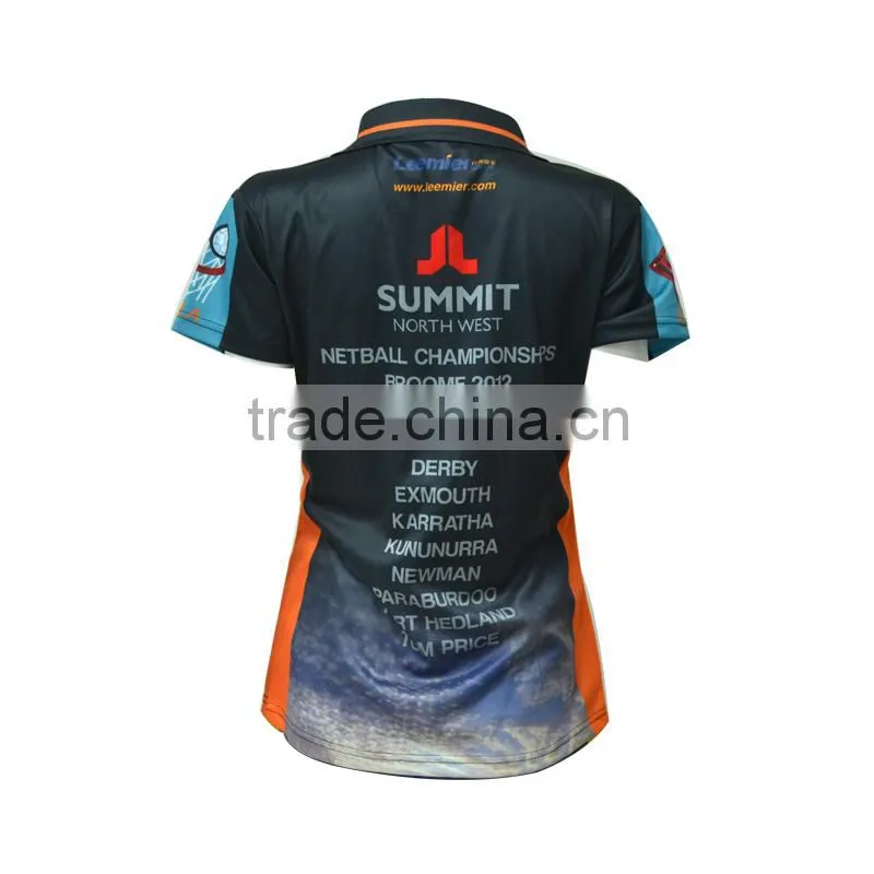 100% polyester Sublimated custom women rugby jersey