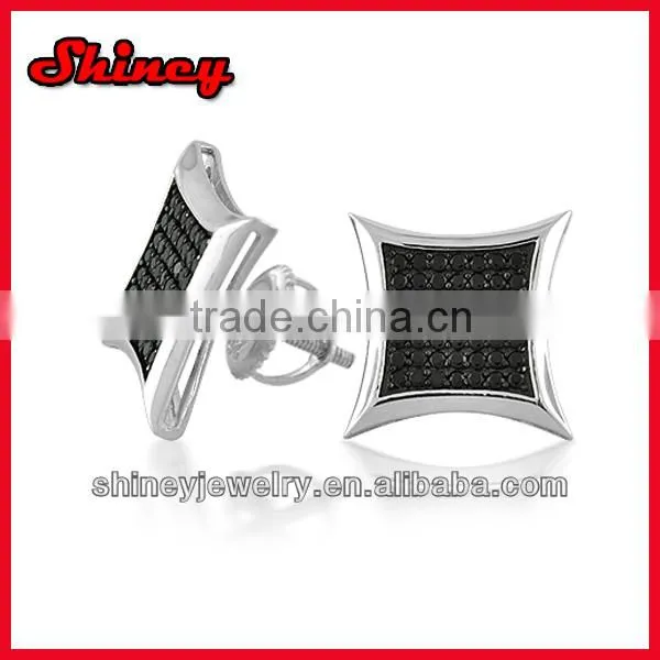 wholesale cubic zircon kite style screw back gold micro pave silver earrings