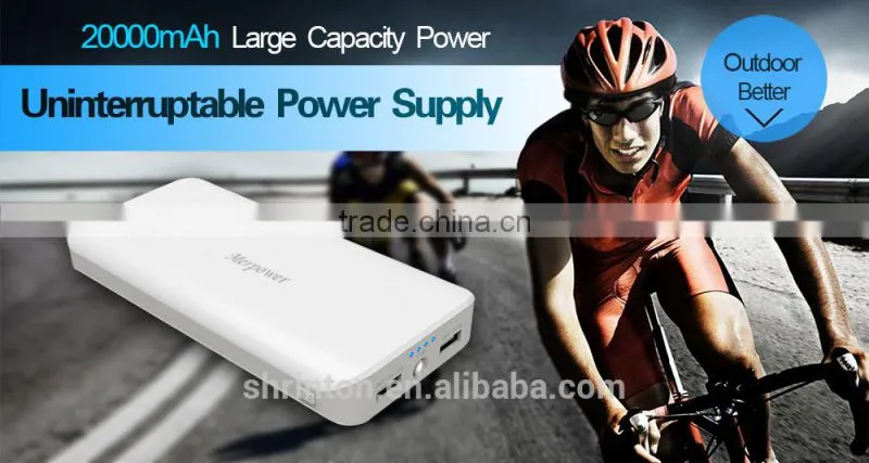 2014 popular LED torch Dual USB output power bank 20000mah