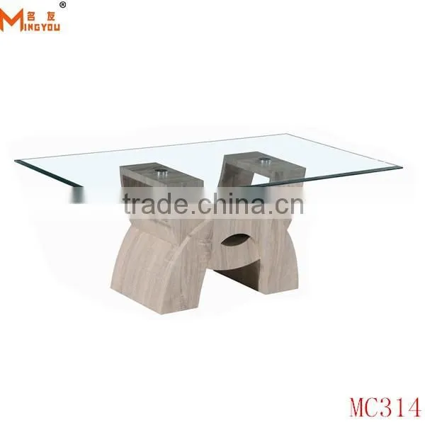 modern wood base glass top table coffee