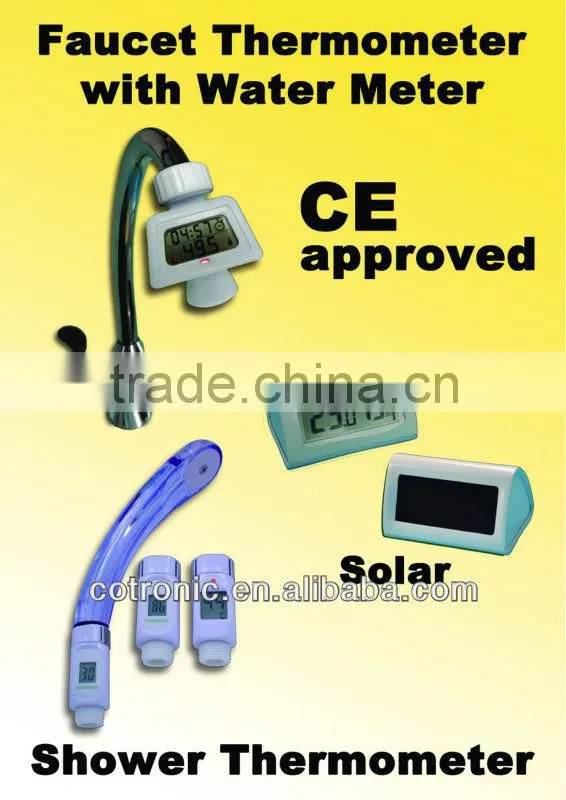 IPX7 approval LED alert digital shower head thermometer