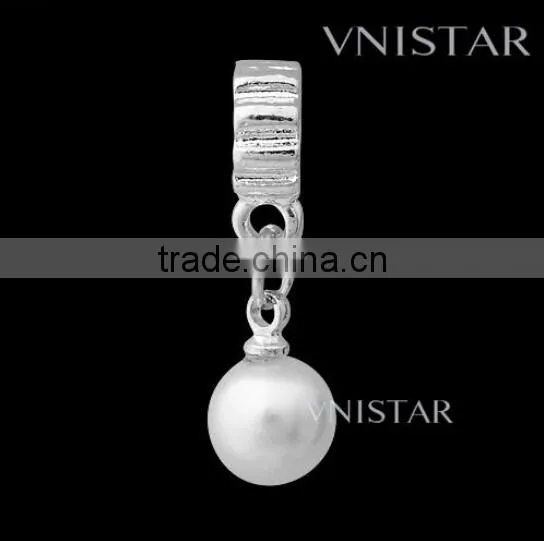 Vnistar Silver plated big hole heart-shaped metal alloy spacer bead with swirl raised PBD545, size in 10*10mm
