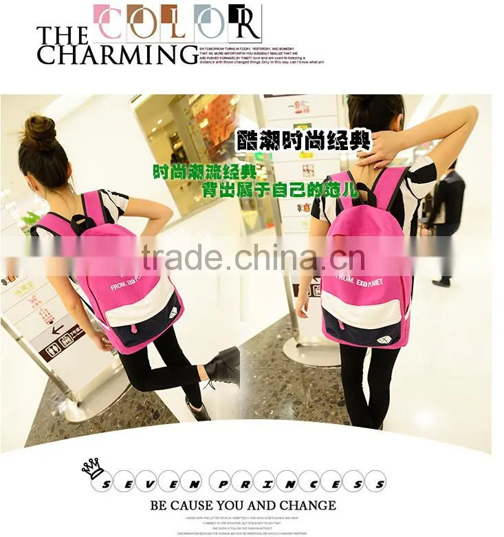 2015 new design ladies colors canvas backpack for stock