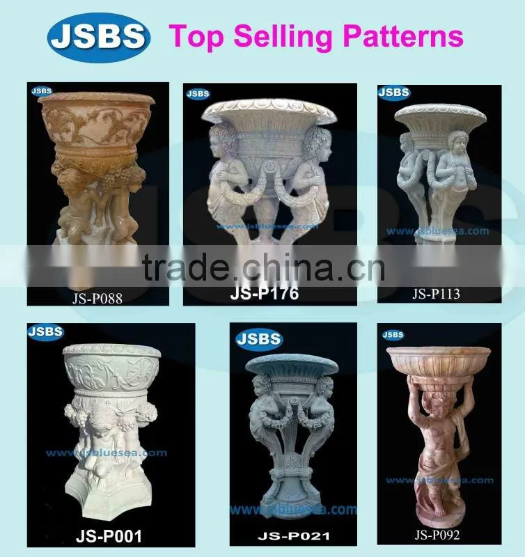 red natural marble carved garden decorative flower pot
