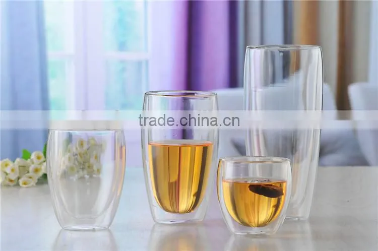 2016 Wholesale Promotion Cheap Borosilicate Visual effected Double Wall Glass Coffee Cup