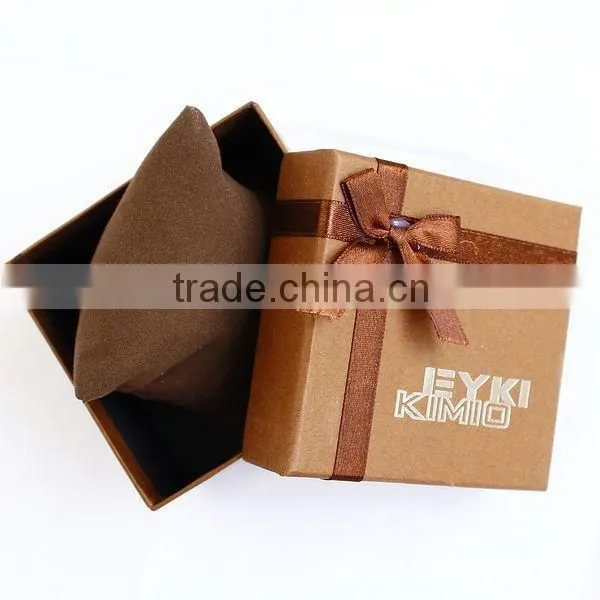 Custom Art Paper Watch Box Decorated with Ribbon on the Top