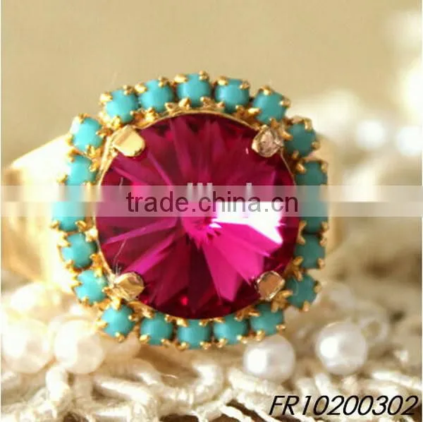 Pink Lush Flower Crystal Statement Ring Delicate Floral Handmade Filigree Ring Engagement Jewelry