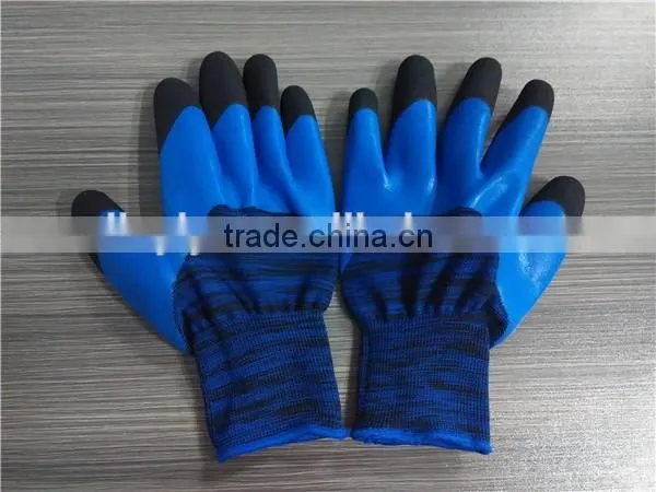 13 gauge 60g foam black/blue rubber coated blue/black nylon work glove