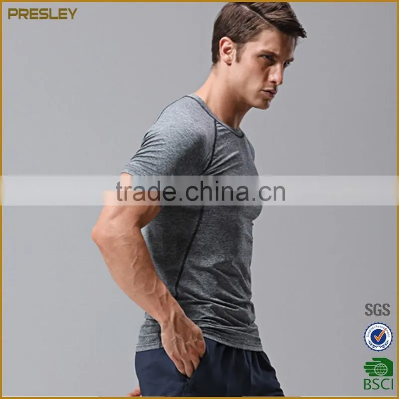 2016 Custom Design 100% Cotton Men's Heather Plain Round Neck Sports T Shirt