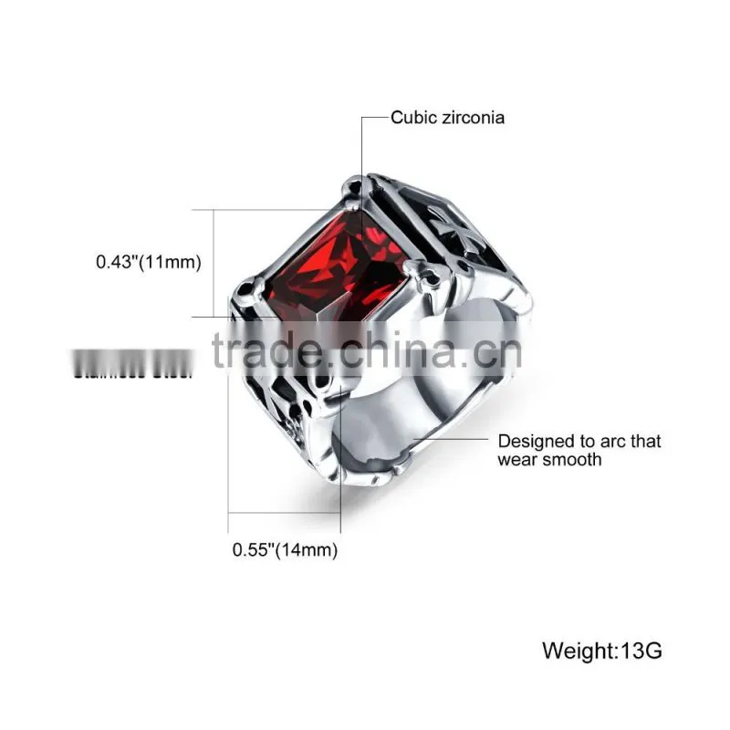 good quality AAA cubic zirconia stainless steel gemstone man rings
