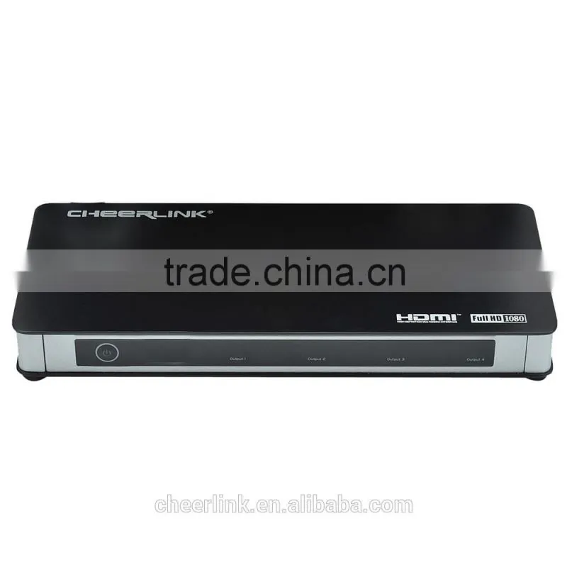 cheerlink full hd 1080p 1-input 4-output hdmi splitter 1x4 / black-eu plug