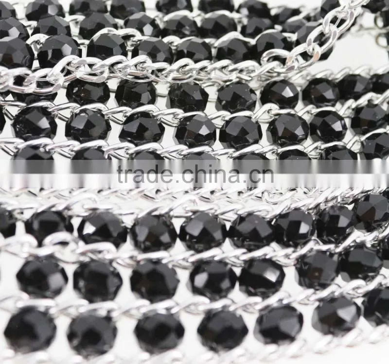 2015 fashion dress PU belt with hematite plastic beans accessories in yiwu