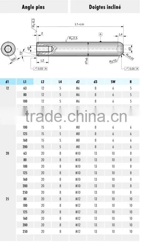 High quality angle pins China factory
