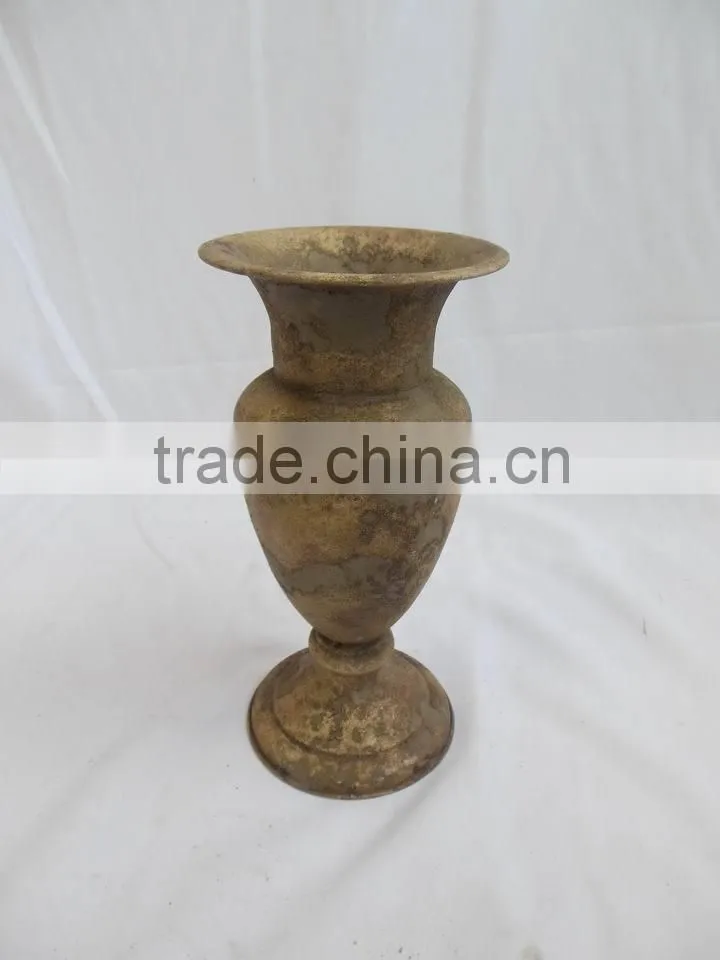 High quality vintage cast iron small delicate metal flower vase/garden metal planter
