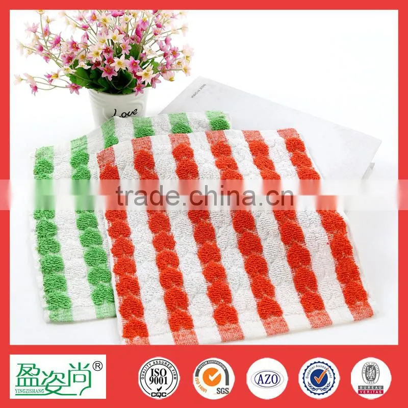 2015 hot sale cheap stripe cotton kitchen towels small and contrast color hand towels