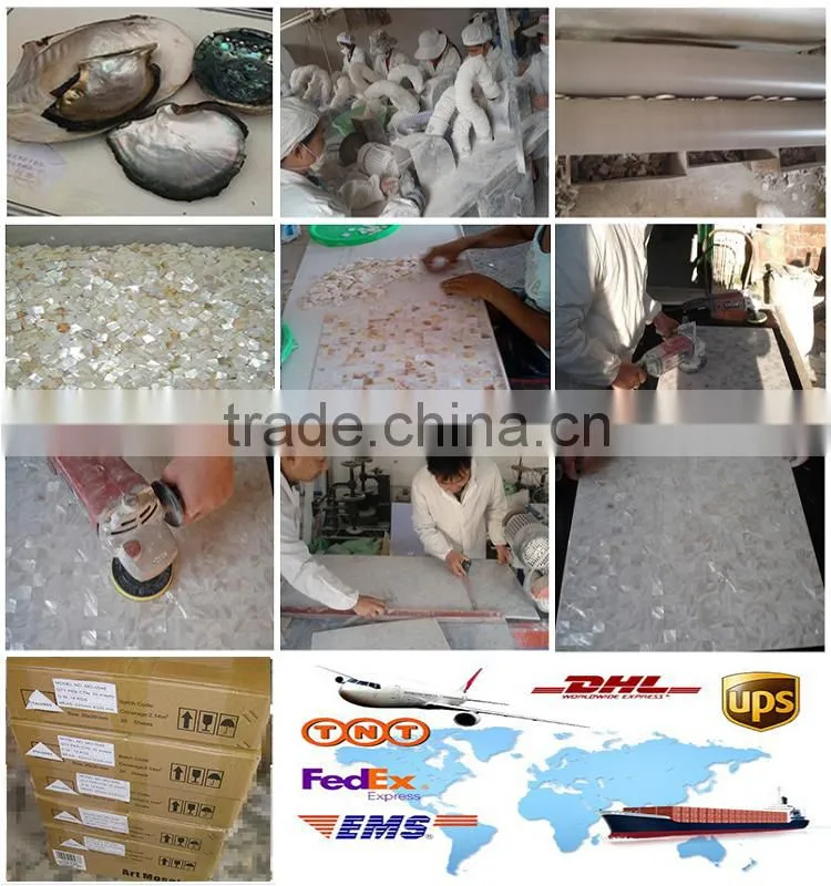 promotion crackle triangle yellowlip seashell mosaic tile MOP wall decorate