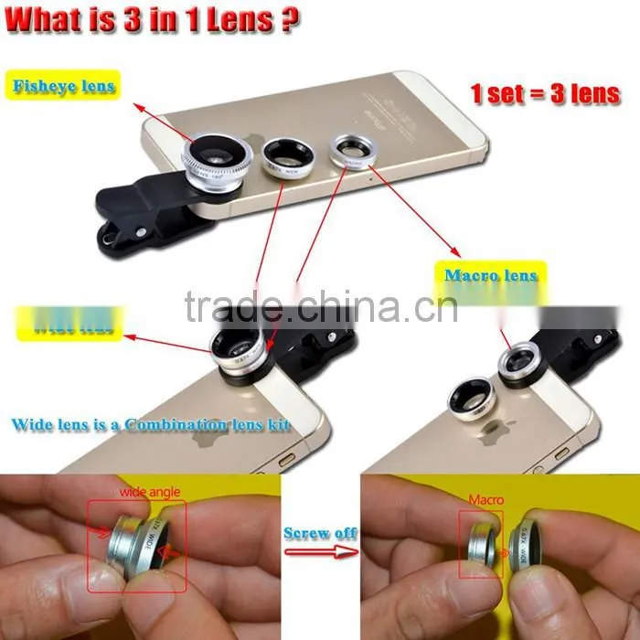 3 in 1 Universal Camera Lens,For Samsung Galaxy S4 Mini Fisheye Lens