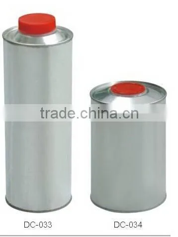 round tin can with plastic mouth